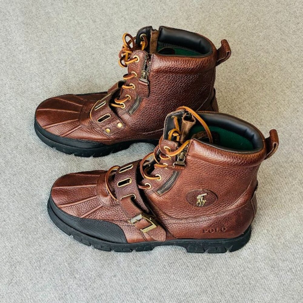 EUC Polo Ralph Lauren Andres III Genuine Leather Brown Boots size 14D